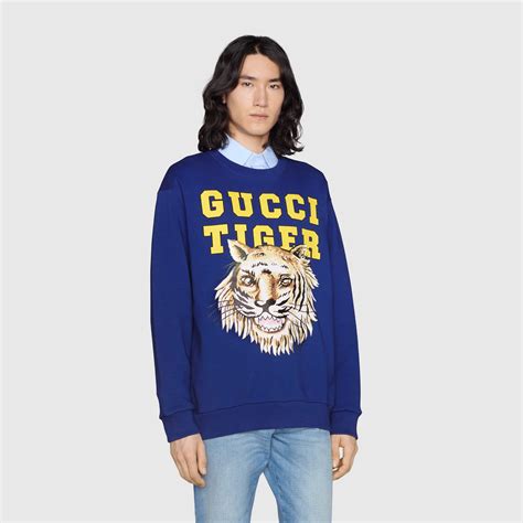 Gucci Tiger felpa in cotone in blu 